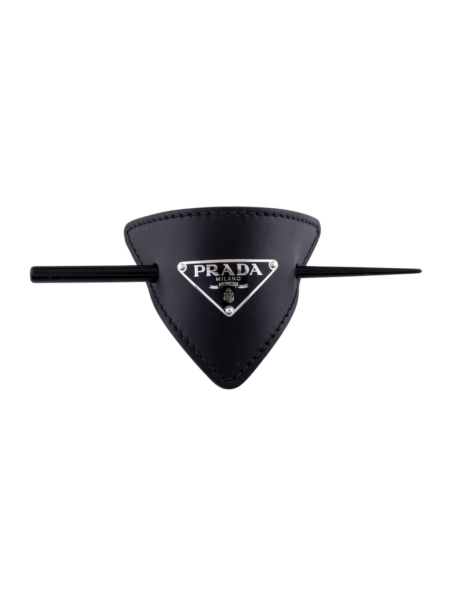 Prada Leather Emblem Hair Clip