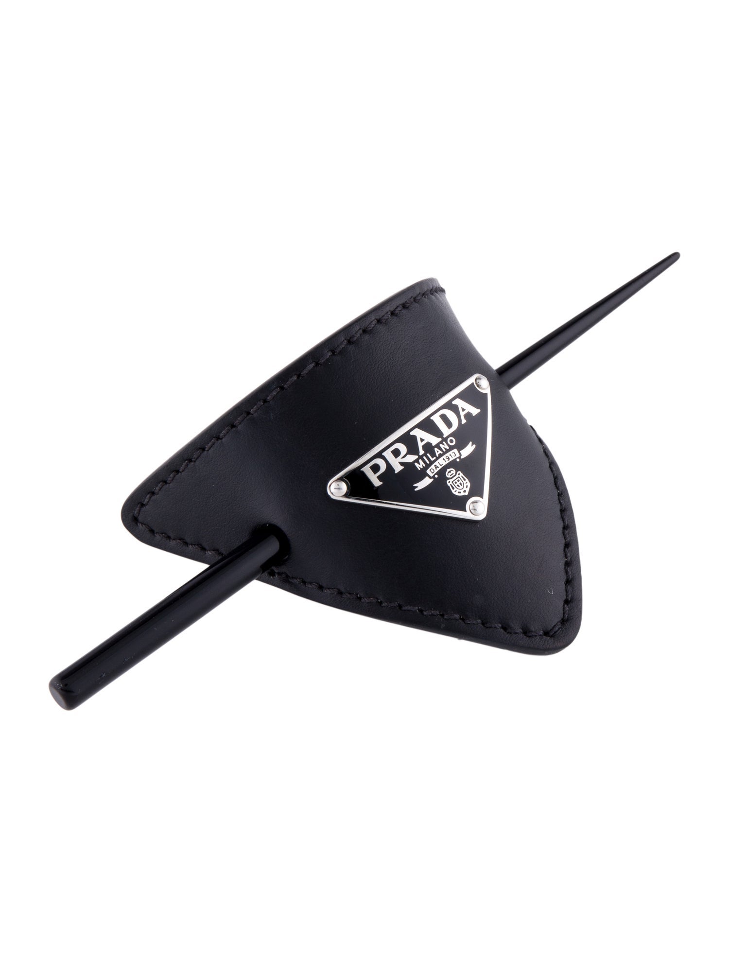Prada Leather Emblem Hair Clip