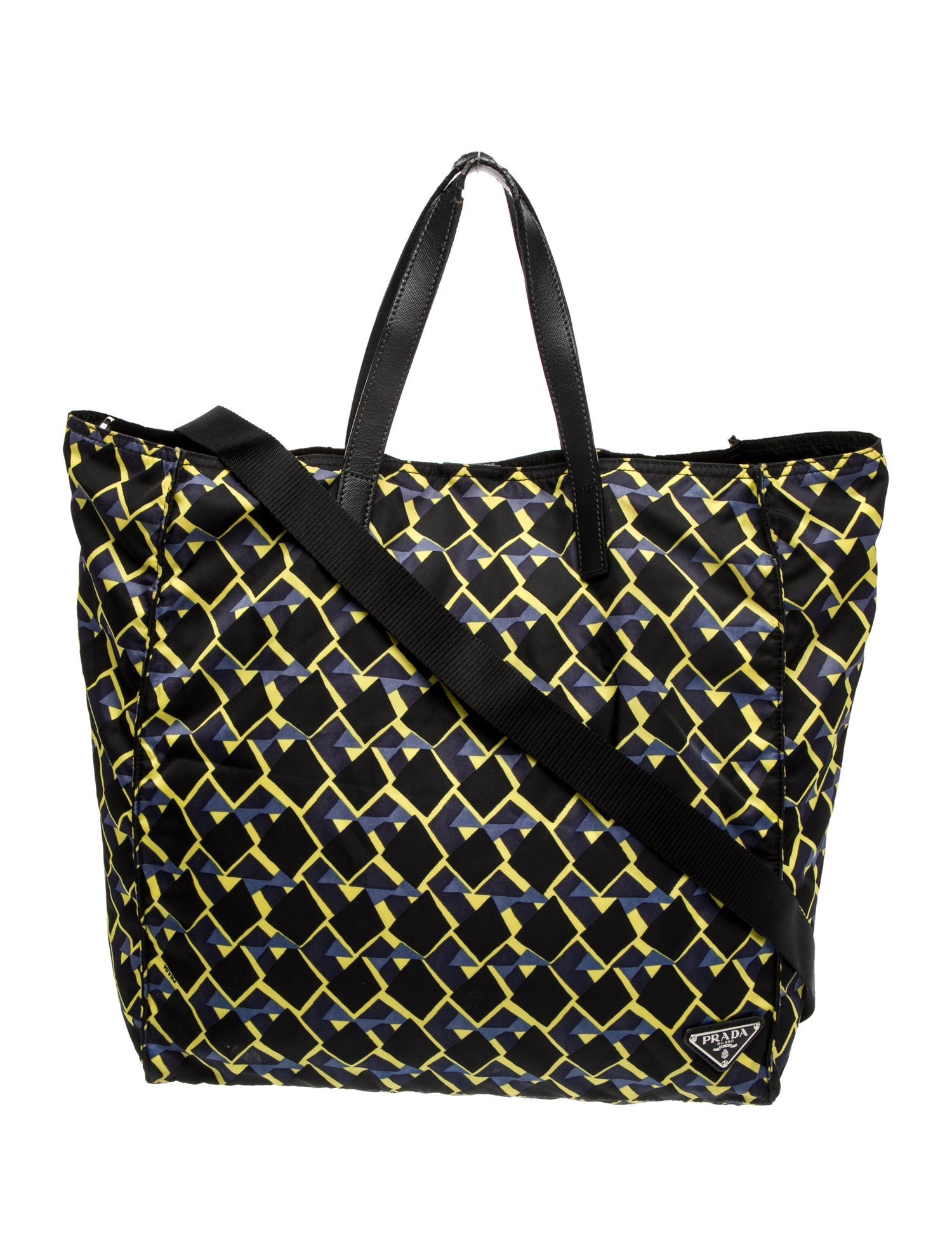 Prada Enameled Metal Triangle Tote