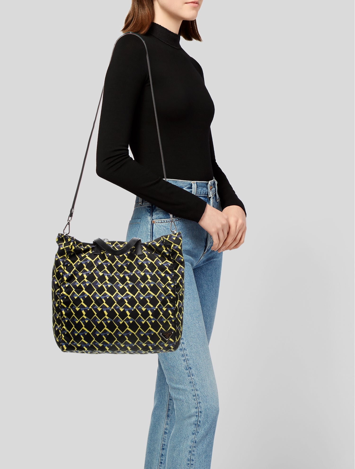 Prada Enameled Metal Triangle Tote