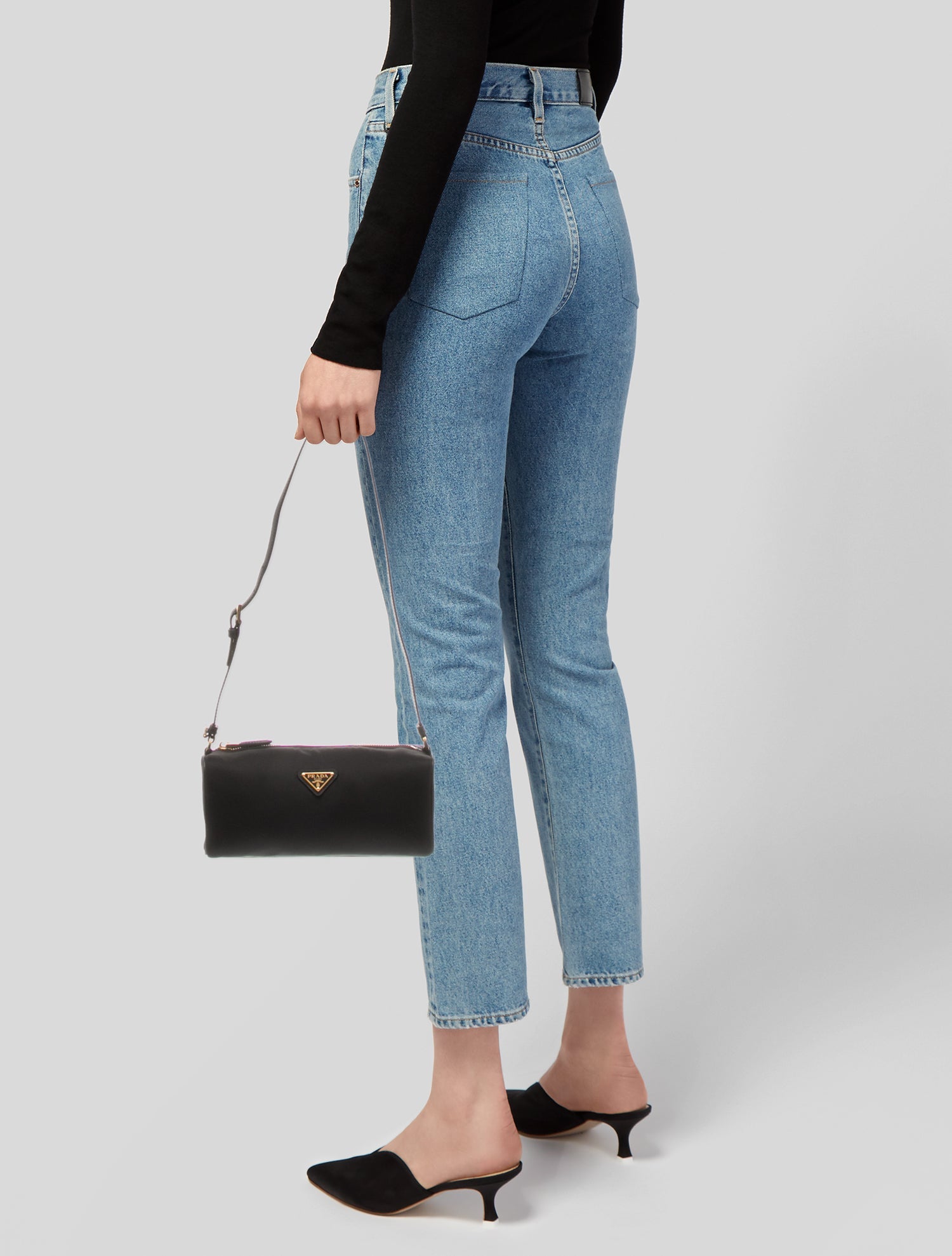 Prada Enameled Metal Triangle Shoulder Bag