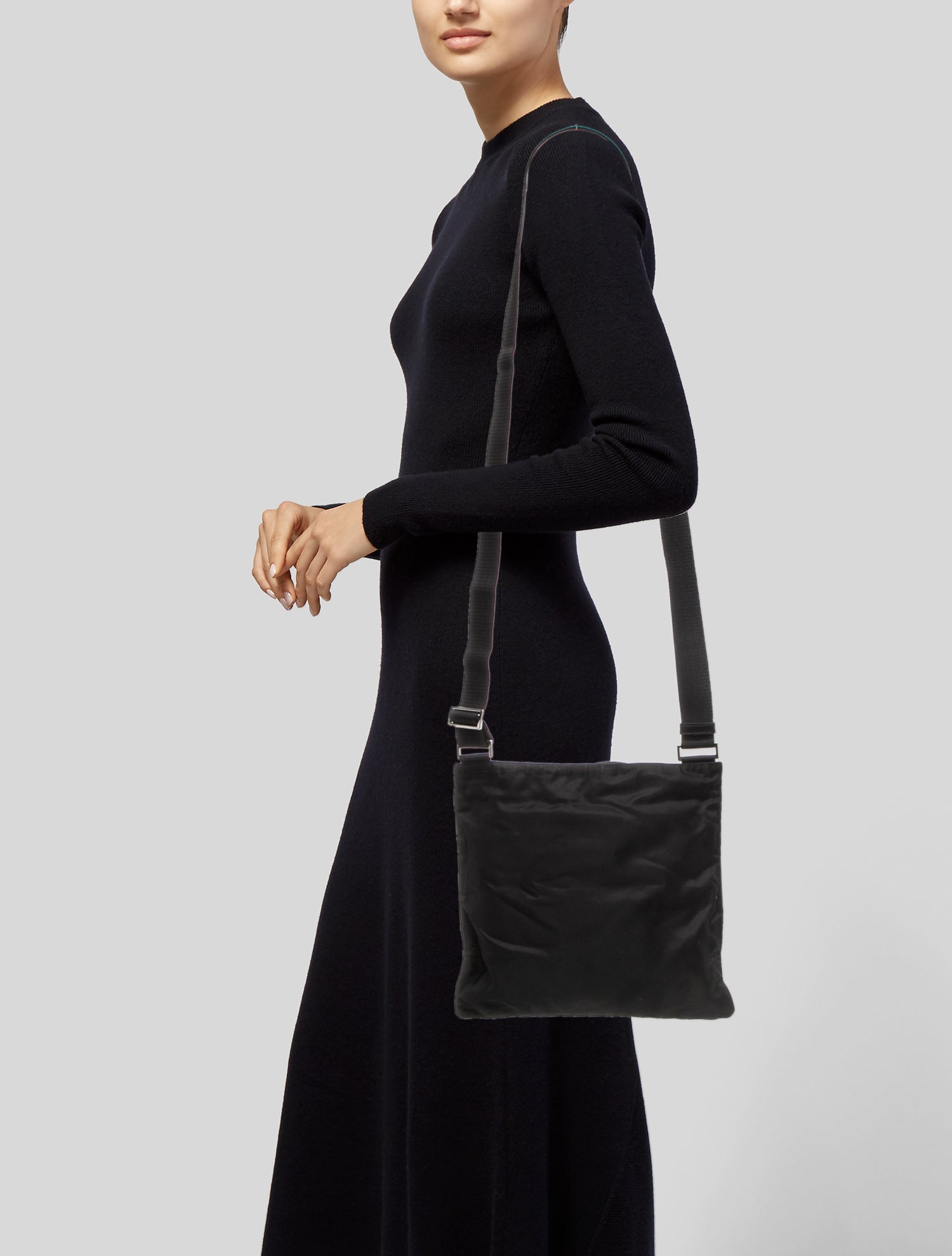 Prada Enameled Metal Triangle Messenger Bag