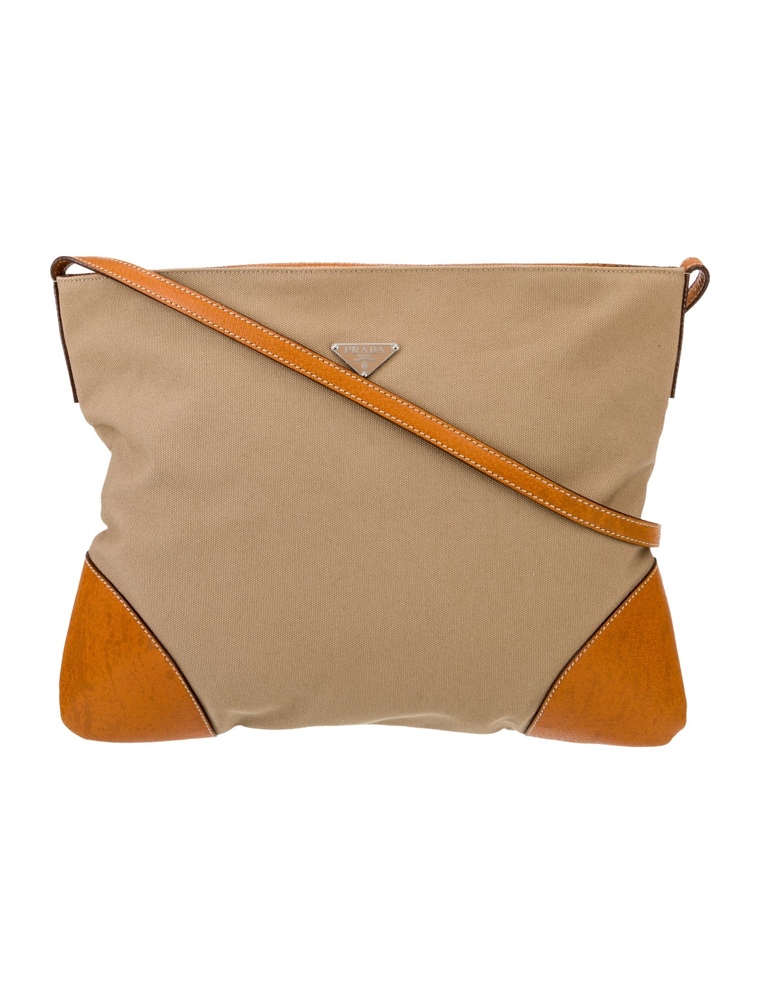 Prada Enameled Metal Triangle Shoulder Bag