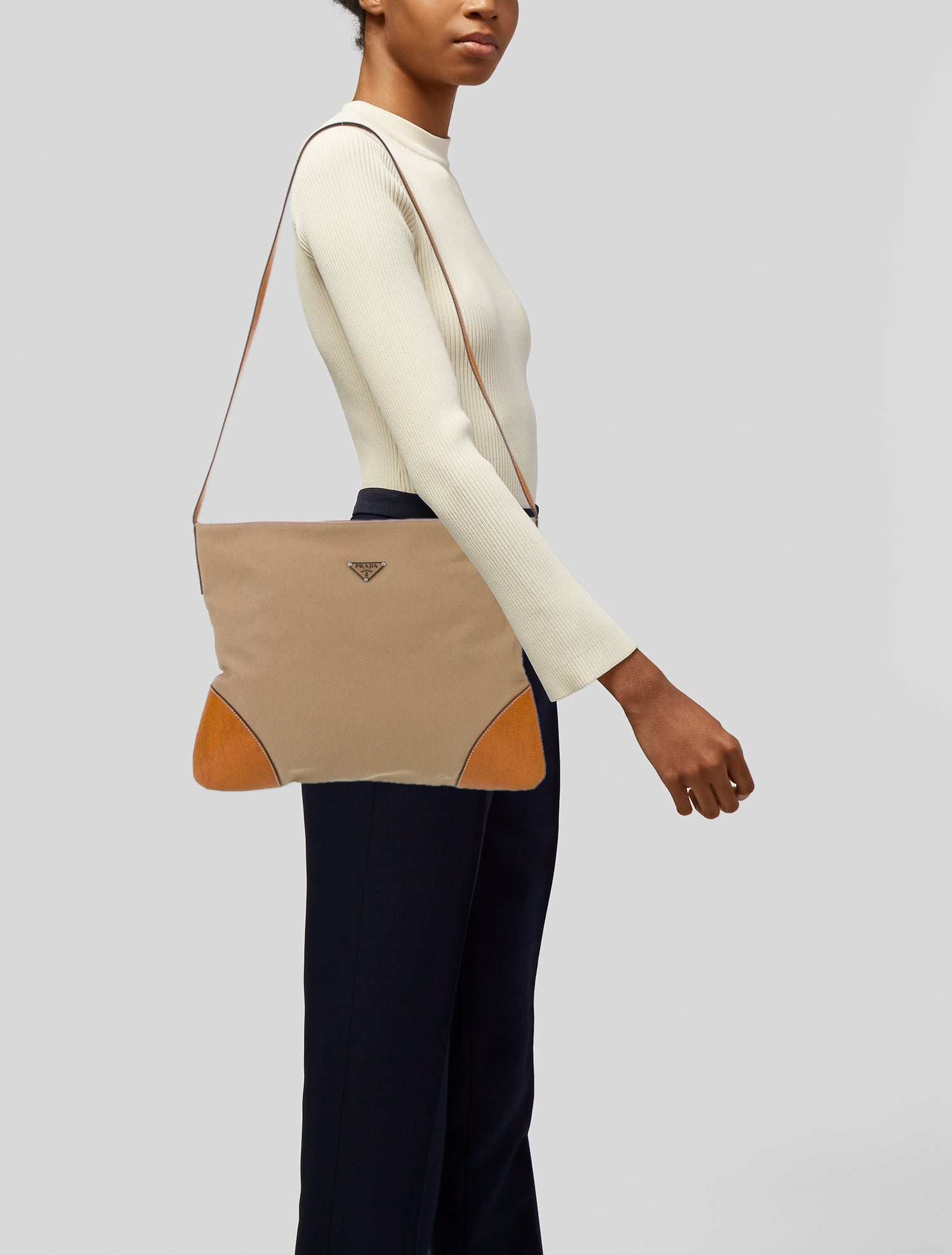 Prada Enameled Metal Triangle Shoulder Bag