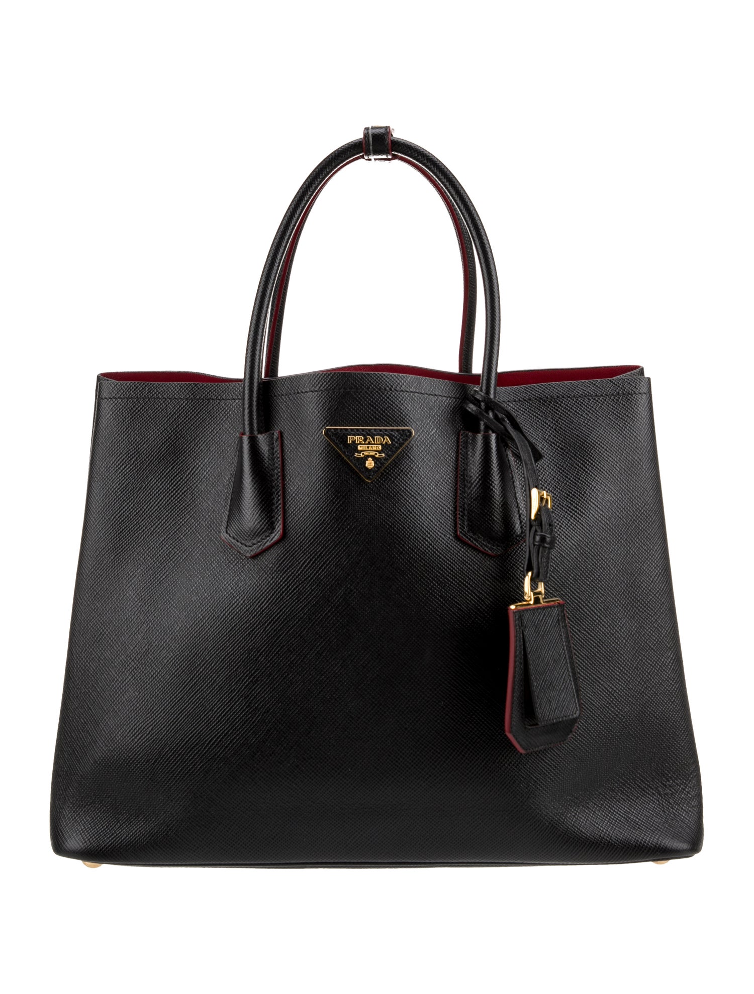 Prada Saffiano Cuir Leather Double Bag Medium