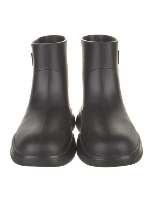 Prada Enameled Metal Triangle Rubber Rain Boots