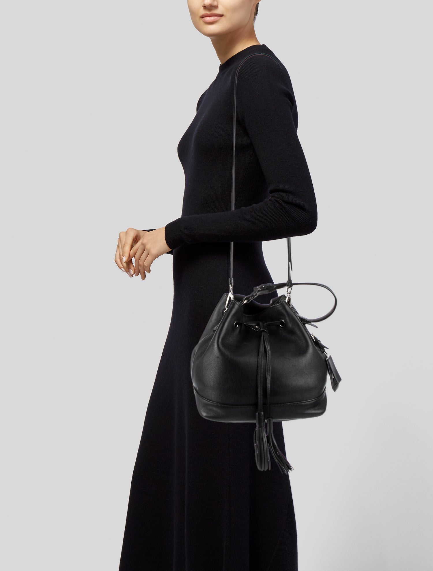 Prada City Calf Leather Bucket Bag