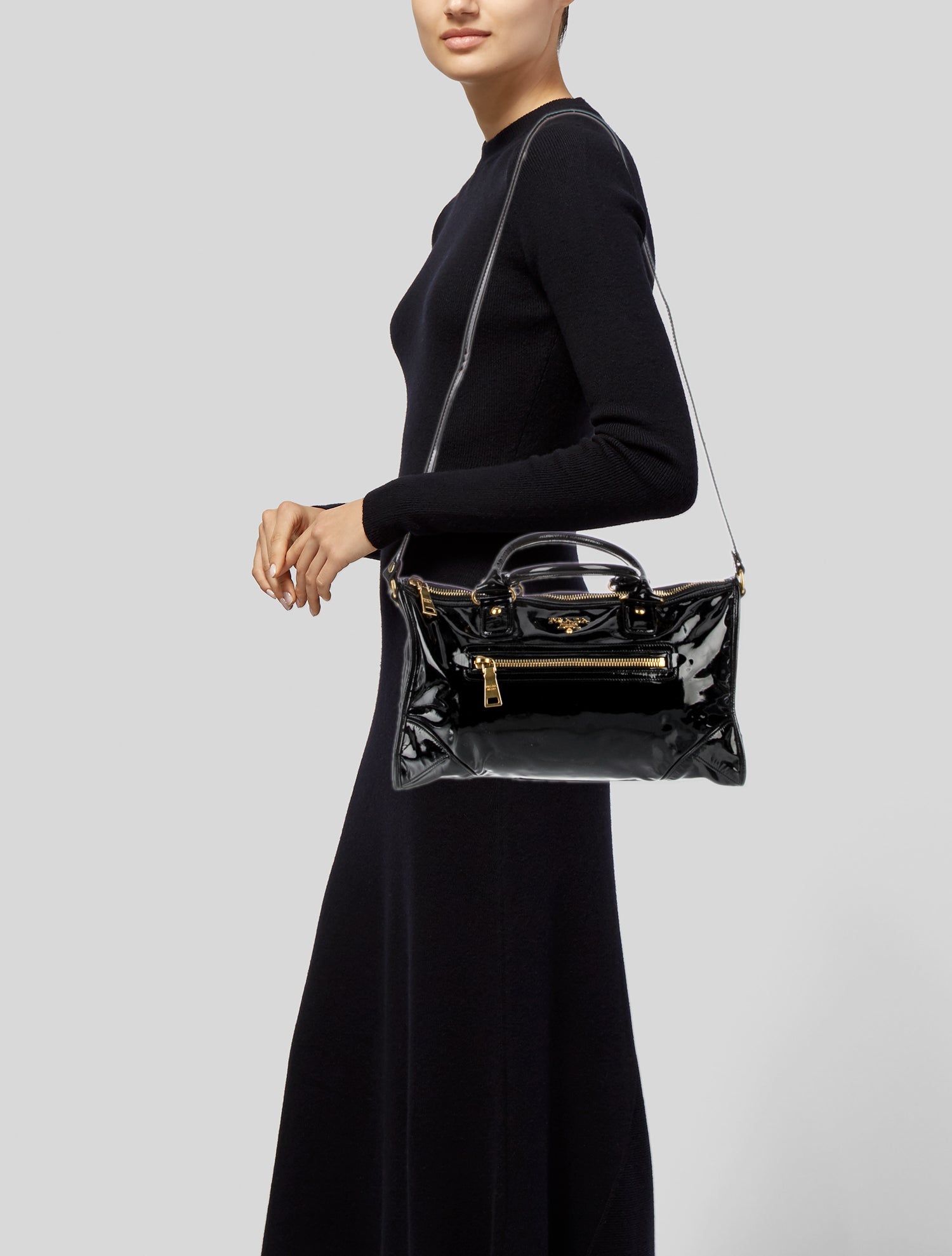 Prada Vernice Leather Top Handle Bag