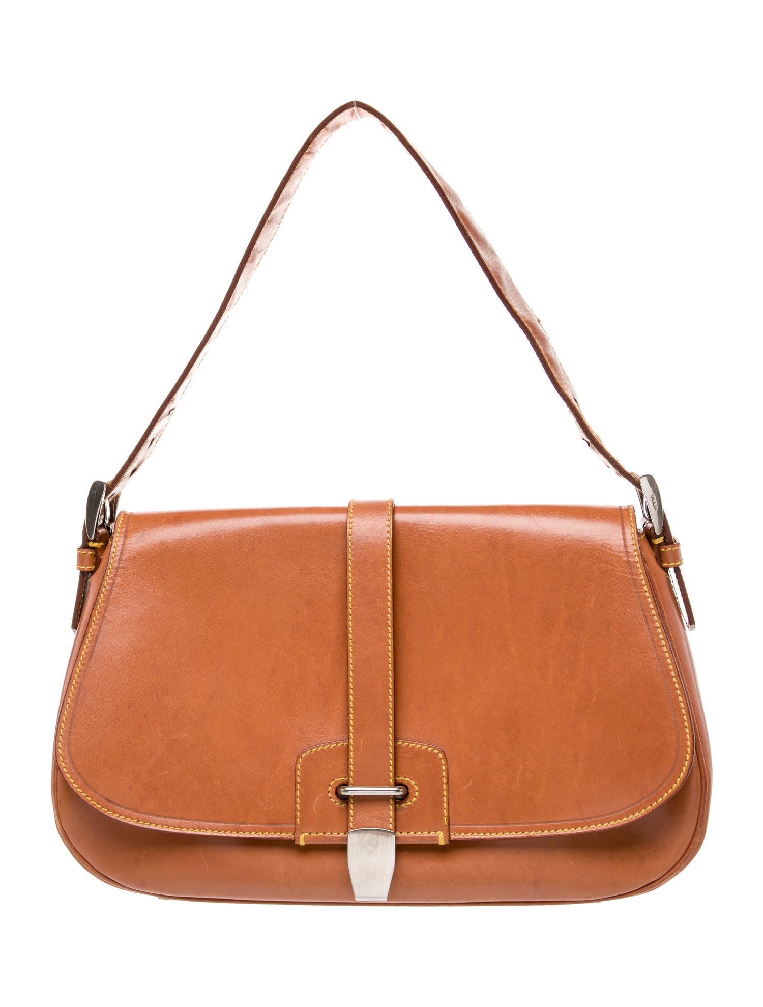 Prada Enameled Metal Triangle Shoulder Bag