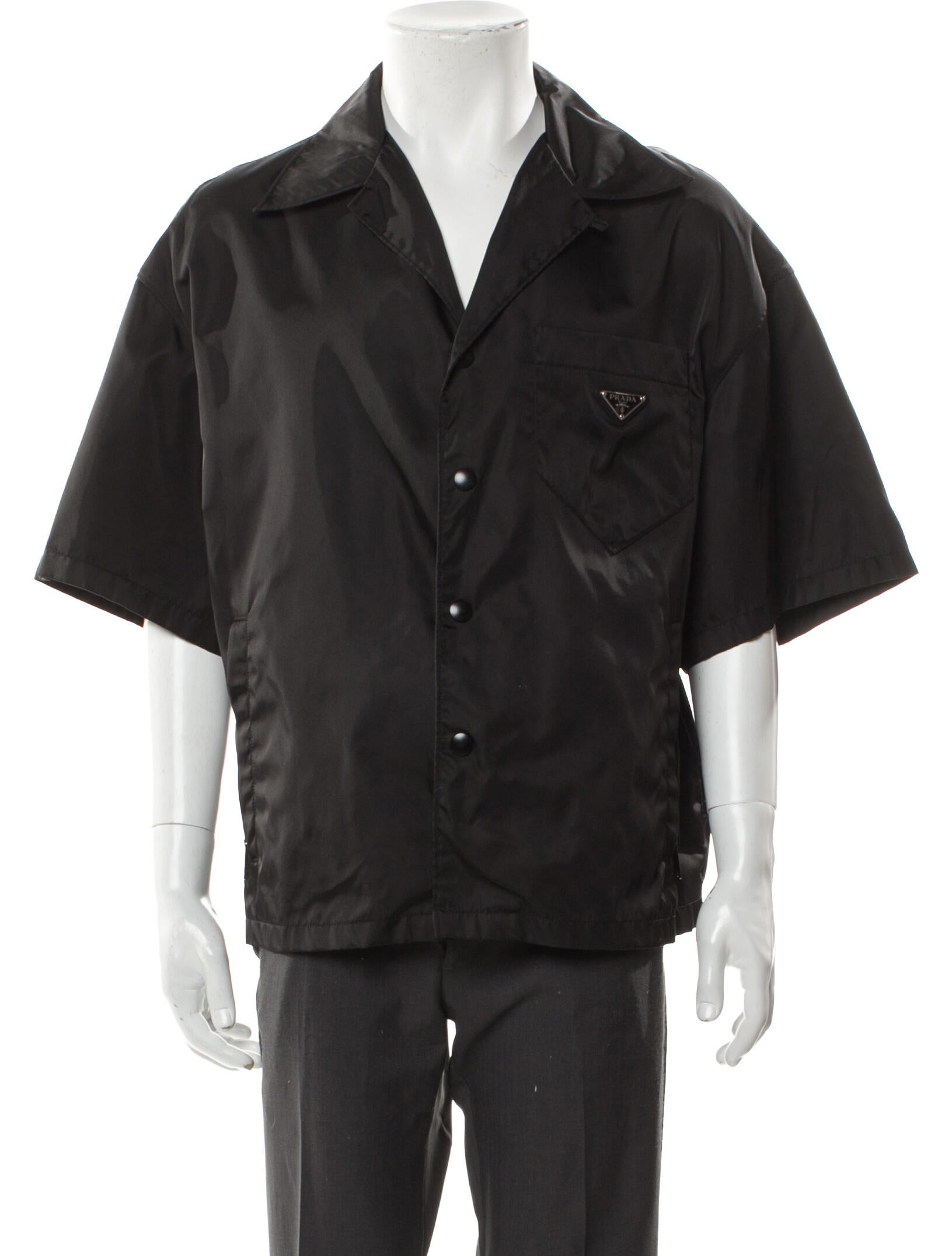 Prada 2021 Enameled Metal Triangle Western Shirt