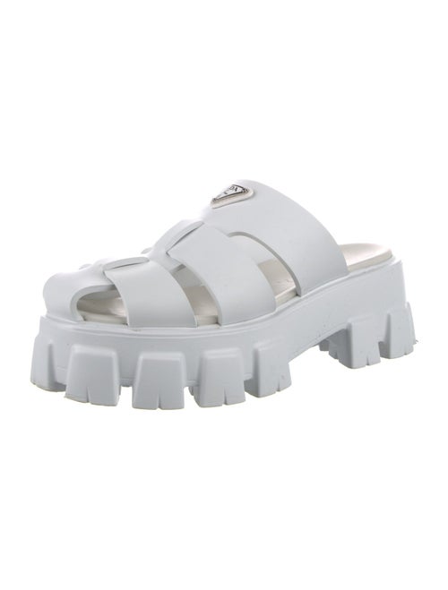 Prada Enameled Metal Triangle Rubber Sandals