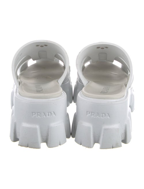 Prada Enameled Metal Triangle Rubber Sandals