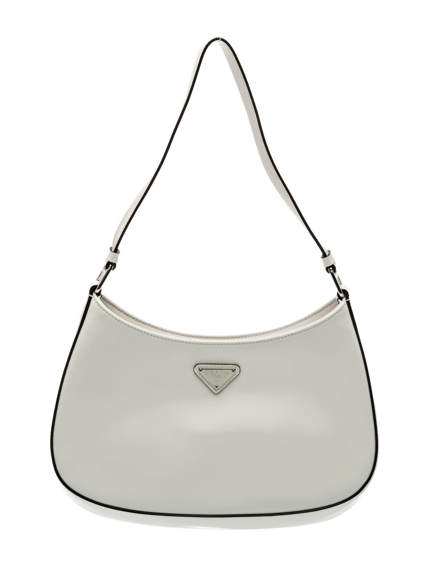Prada Enameled Metal Triangle Cleo