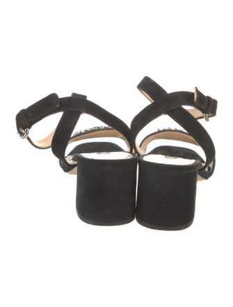 Prada Suede Crystal Embellishments Sandals