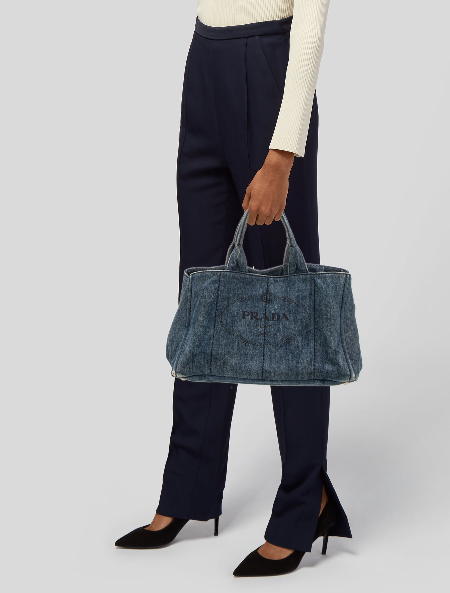 Prada Enameled Metal Triangle Tote