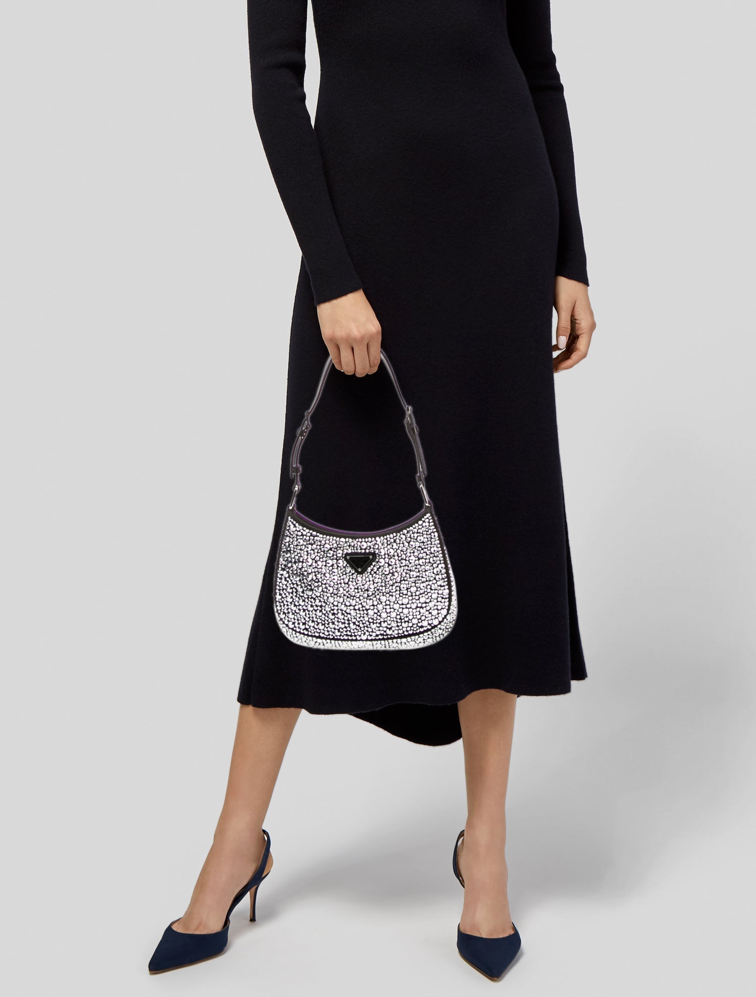 Prada Enameled Metal Triangle Cleo