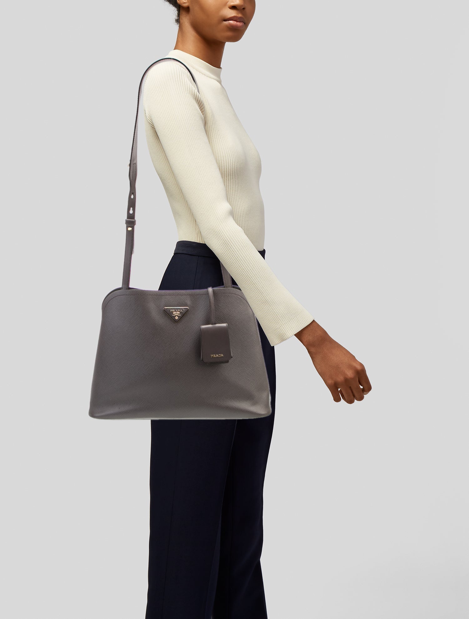 Prada Leather Saffiano Cuir Leather Matinee Medium