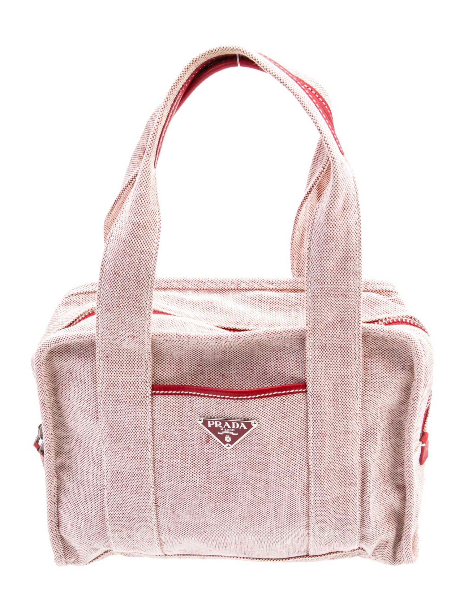 Prada Enameled Metal Triangle Top Handle Bag