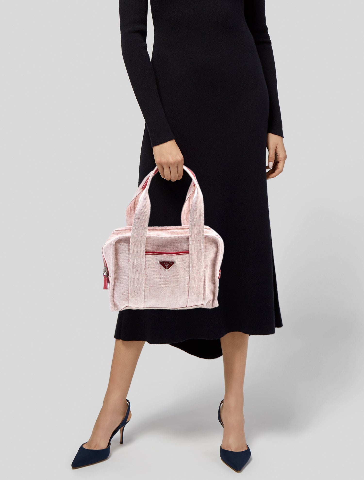 Prada Enameled Metal Triangle Top Handle Bag