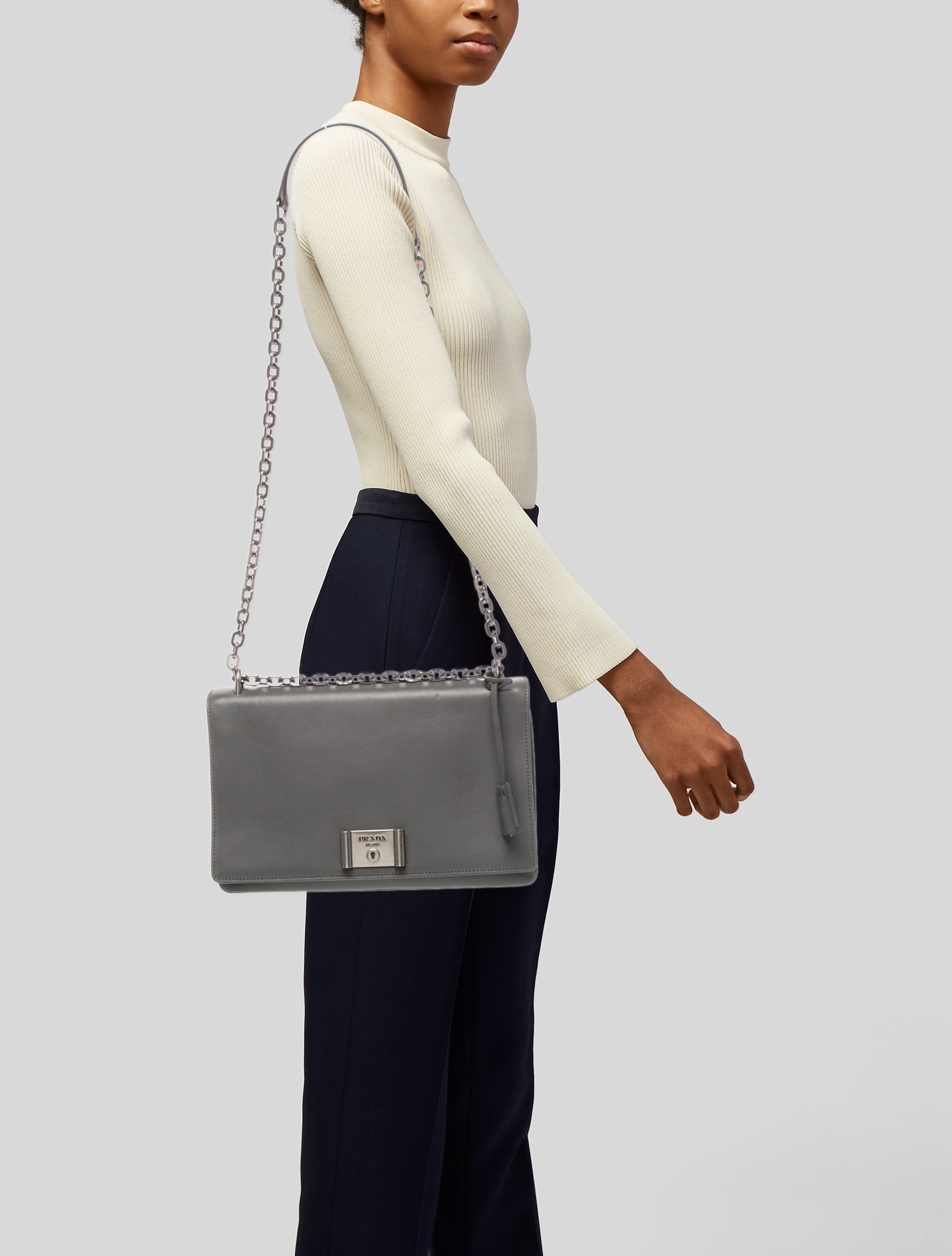 Prada City Calf Leather Shoulder Bag