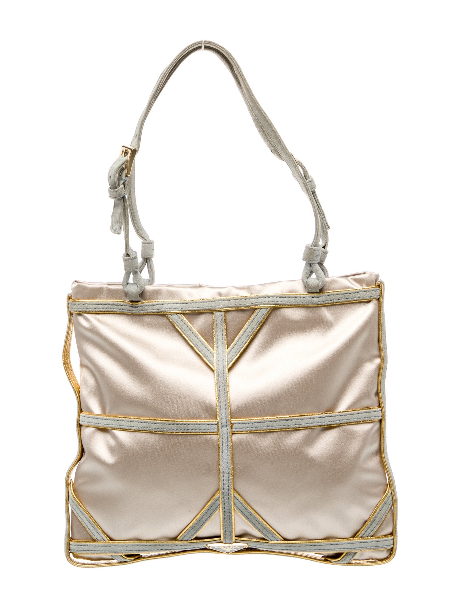 Prada Enameled Metal Triangle Top Handle Bag