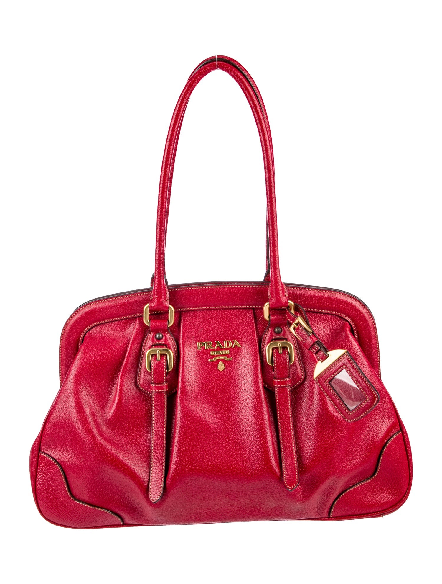 Prada Enameled Metal Triangle Bauletto