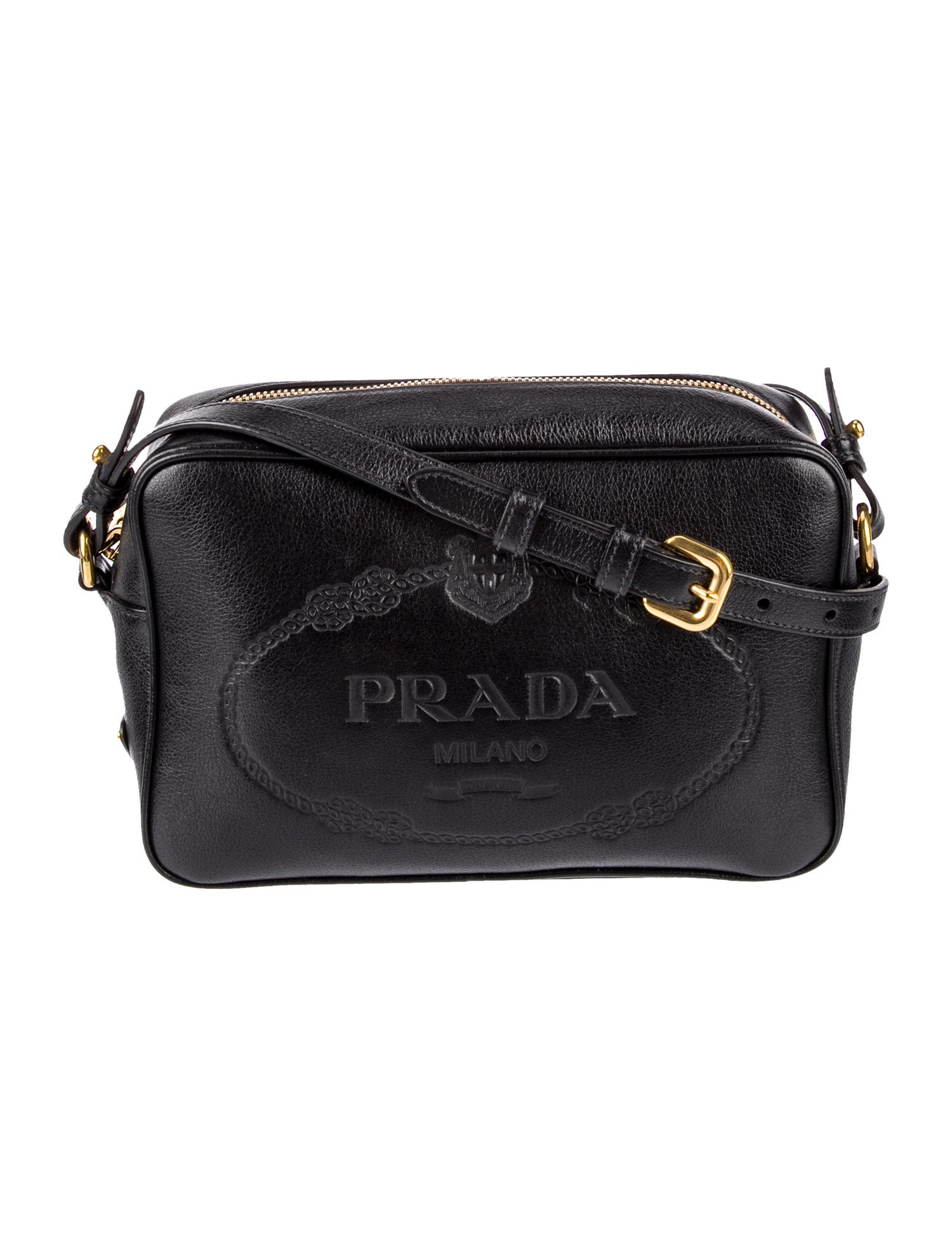 Prada Enameled Metal Triangle Crossbody Bag