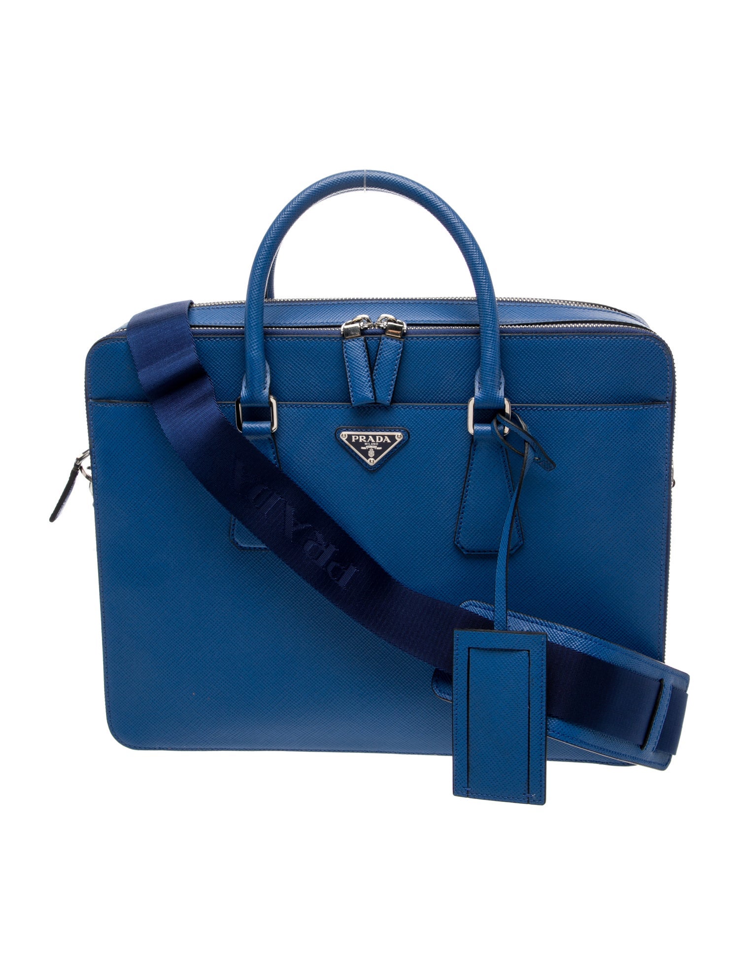 Prada Enameled Metal Triangle Messenger Bag