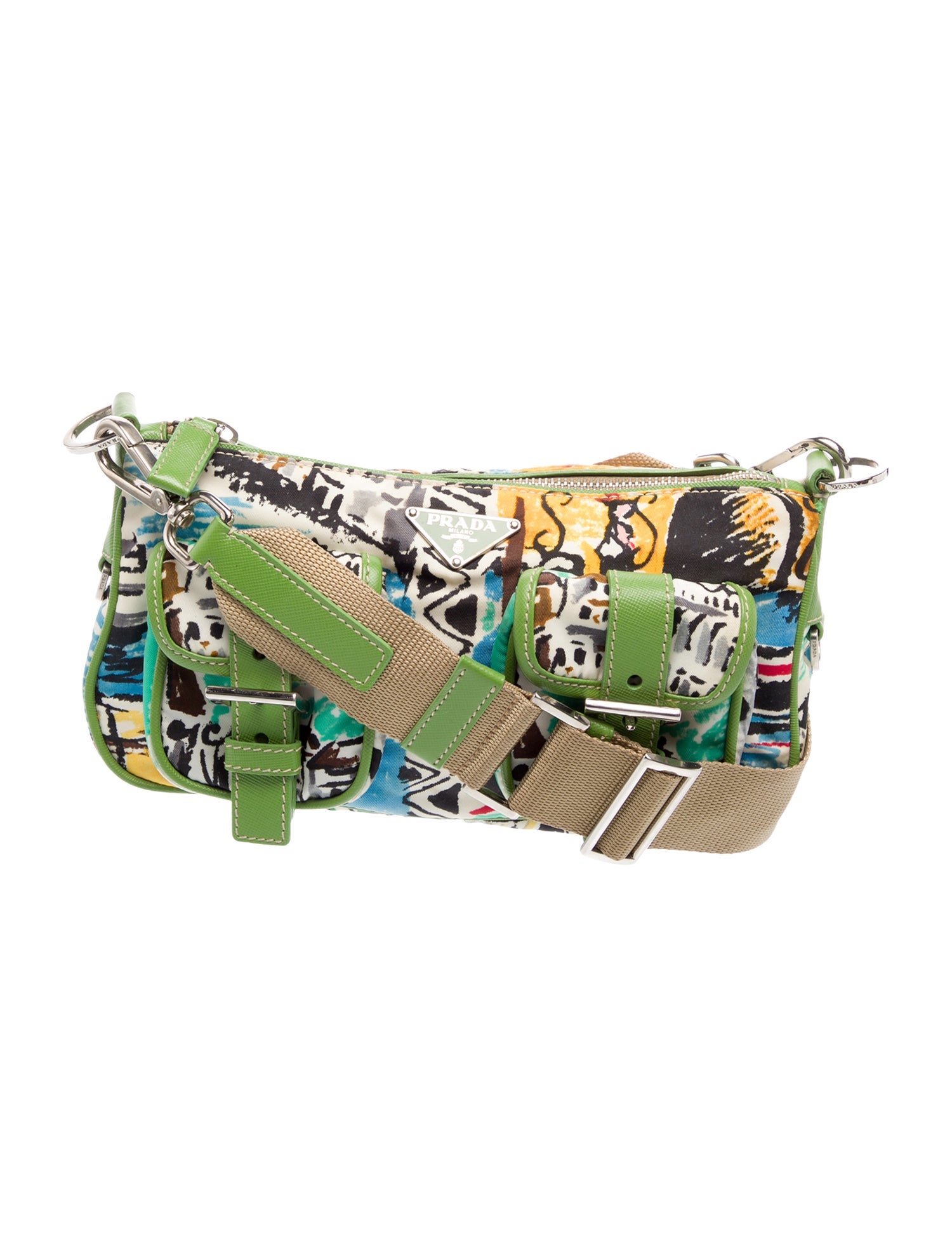 Prada Enameled Metal Triangle Shoulder Bag