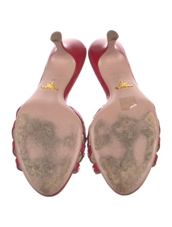 Prada Leather Studded Accents Slides