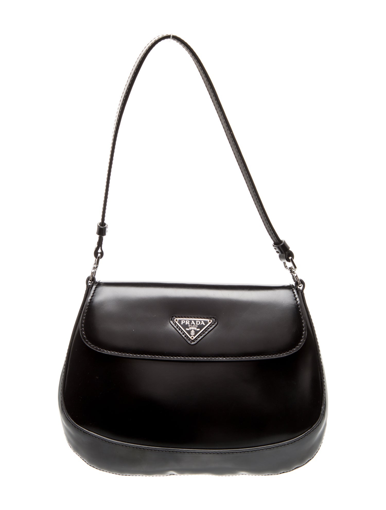 Prada Enameled Metal Triangle Cleo Small