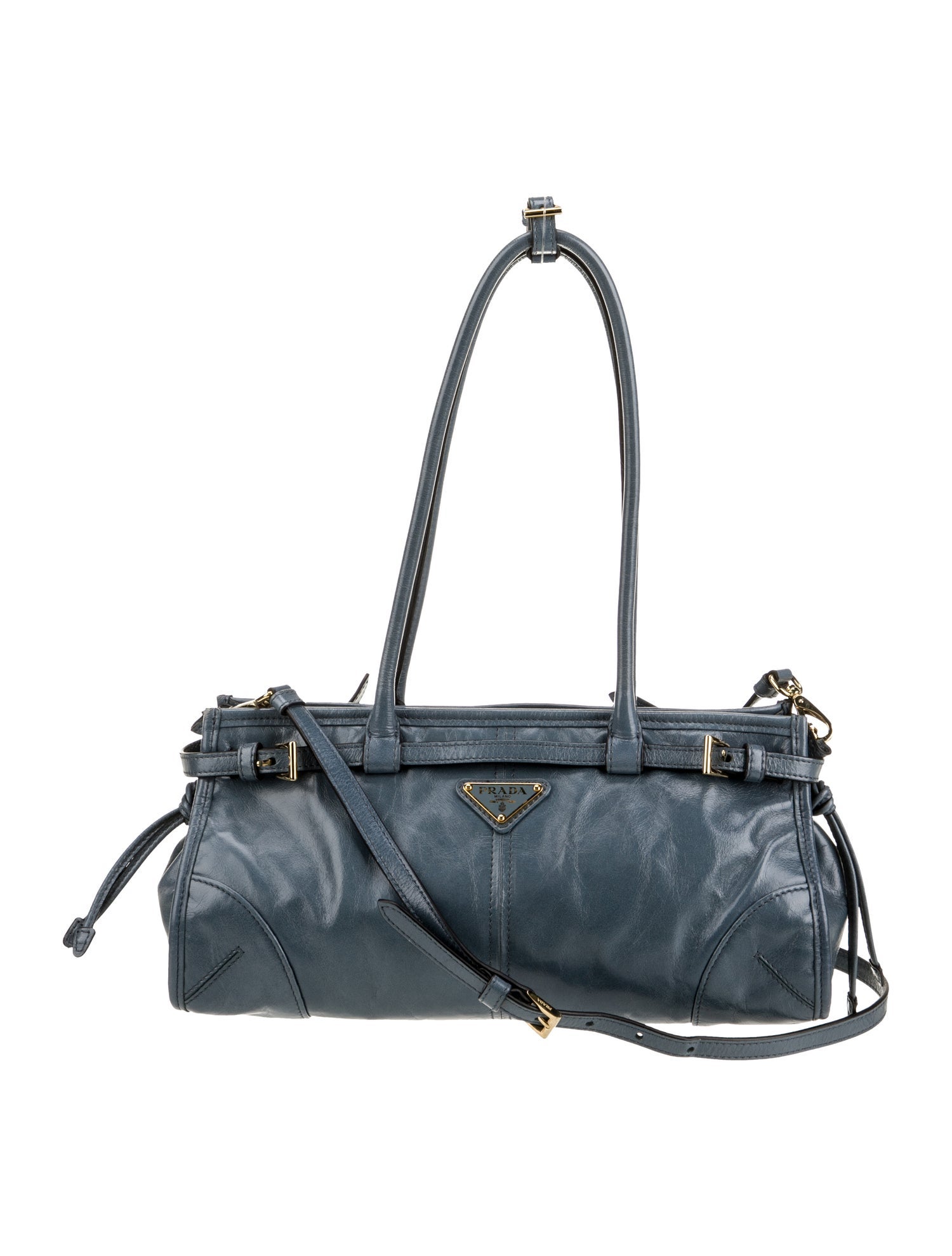 Prada Enameled Metal Triangle Bonnie Medium