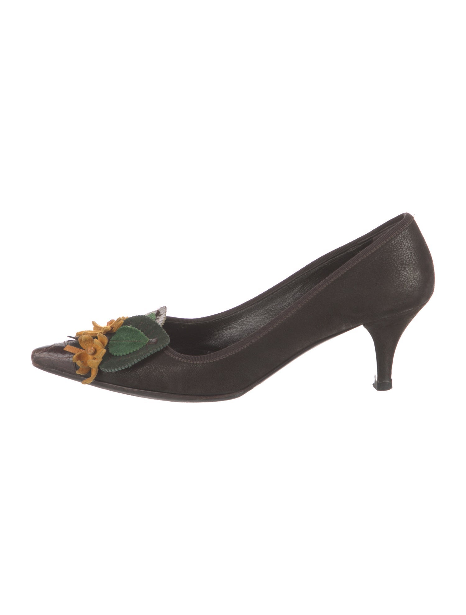 Prada Leather Leather Trim Embellishment Pumps