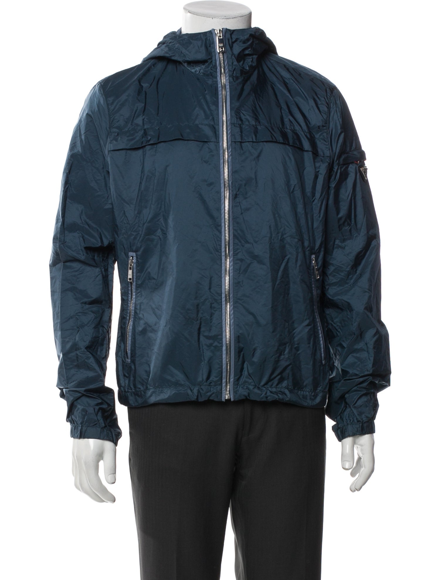 Prada 2014 Enameled Metal Triangle Windbreaker