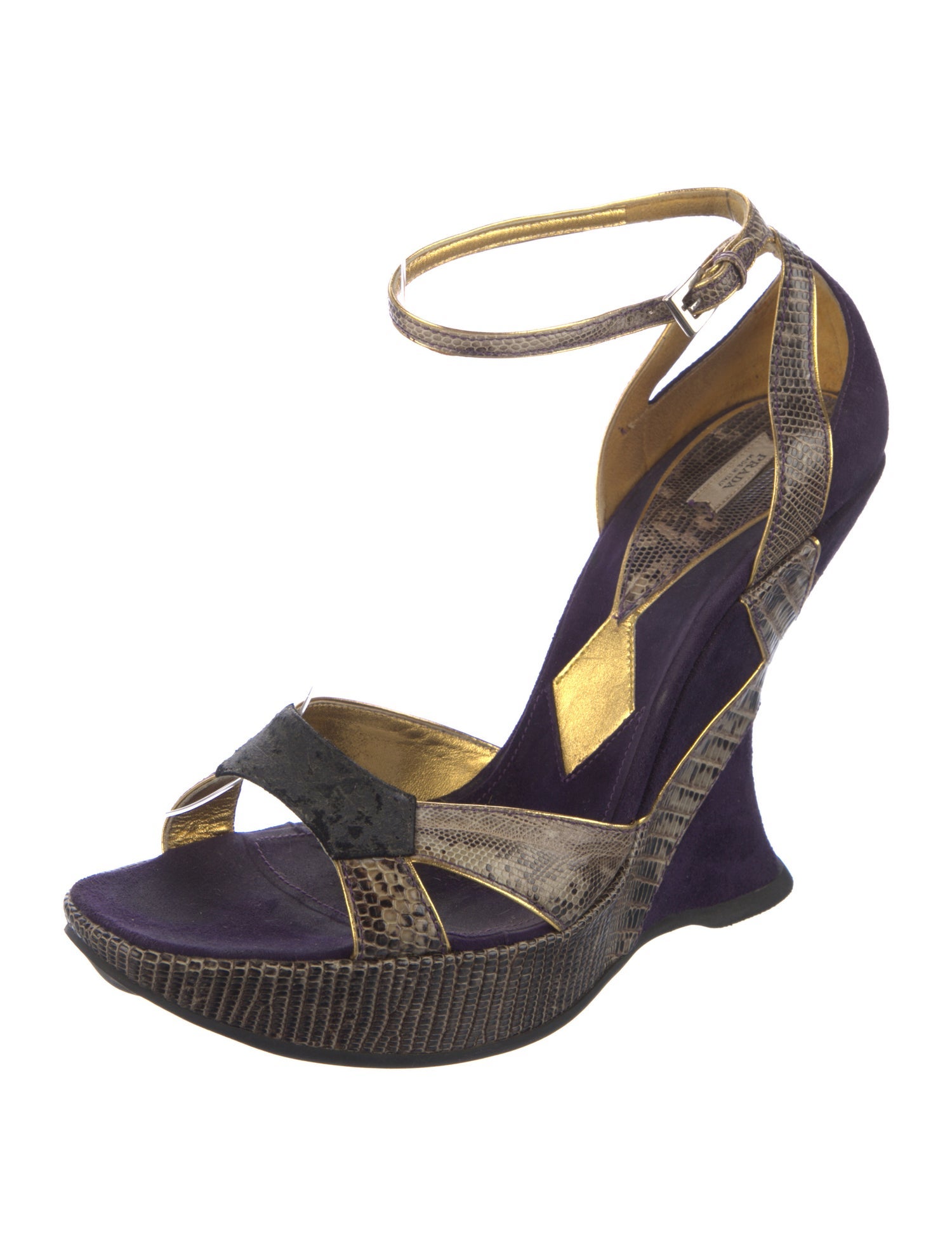 Prada Vintage Embossed Leather Espadrilles