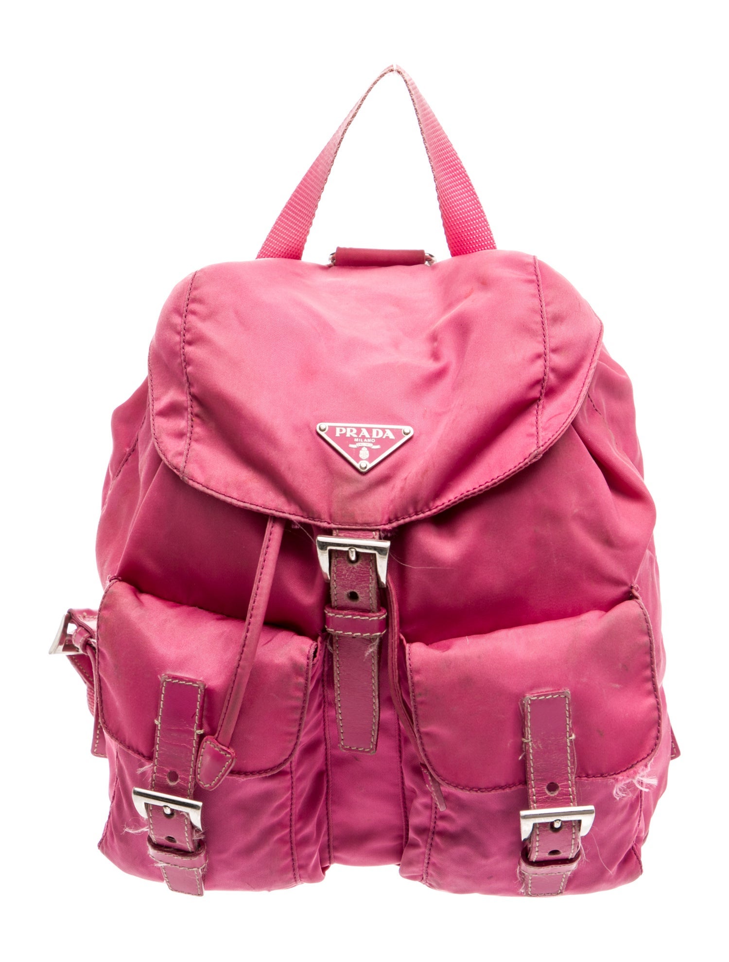 Prada Enameled Metal Triangle Backpack