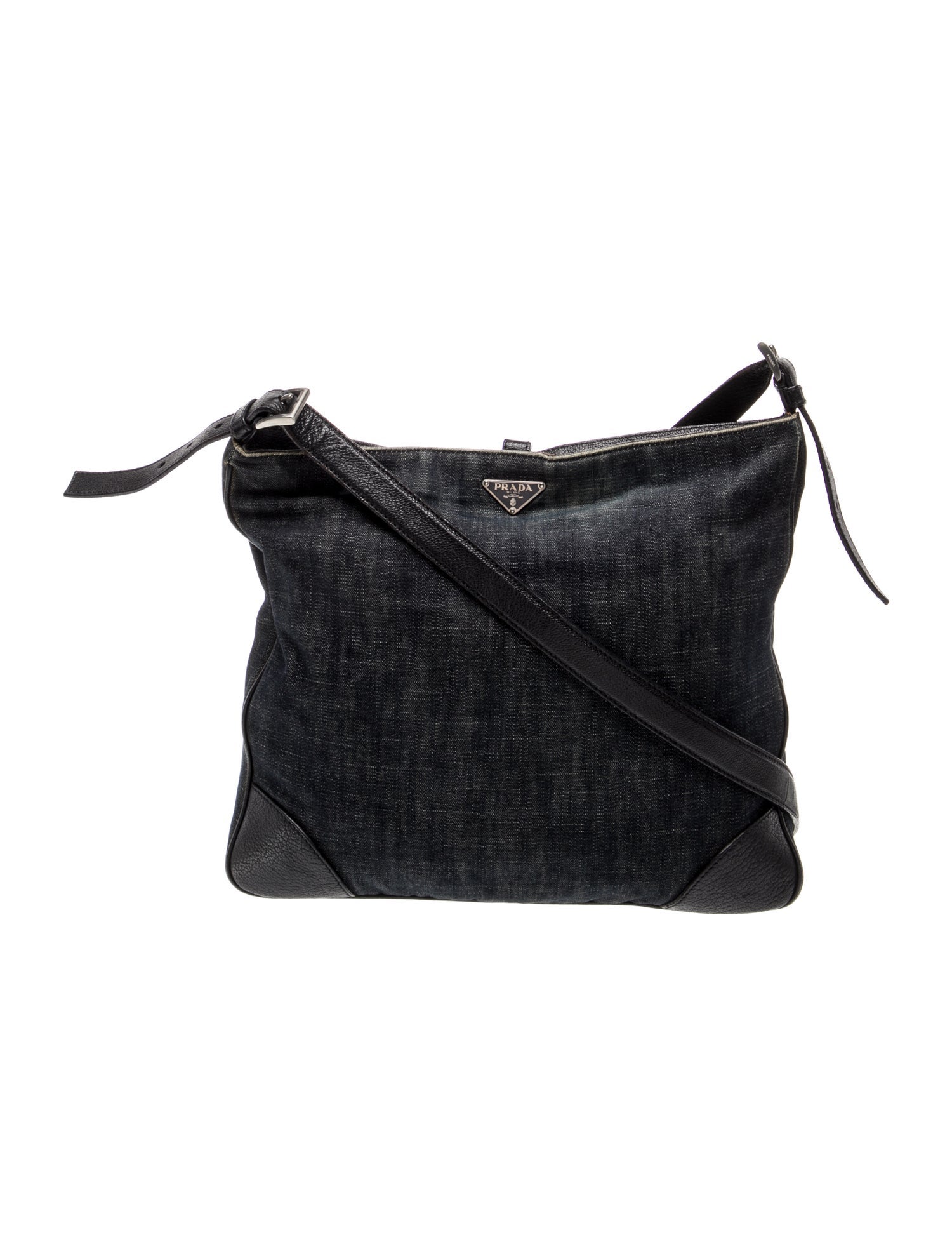 Prada Enameled Metal Triangle Shoulder Bag