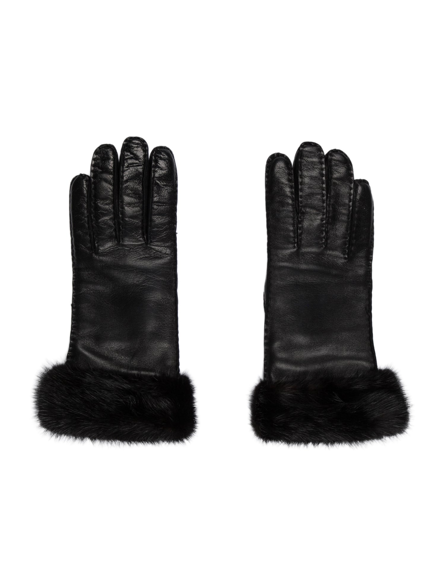 Prada Leather Fur Gloves w/Tags