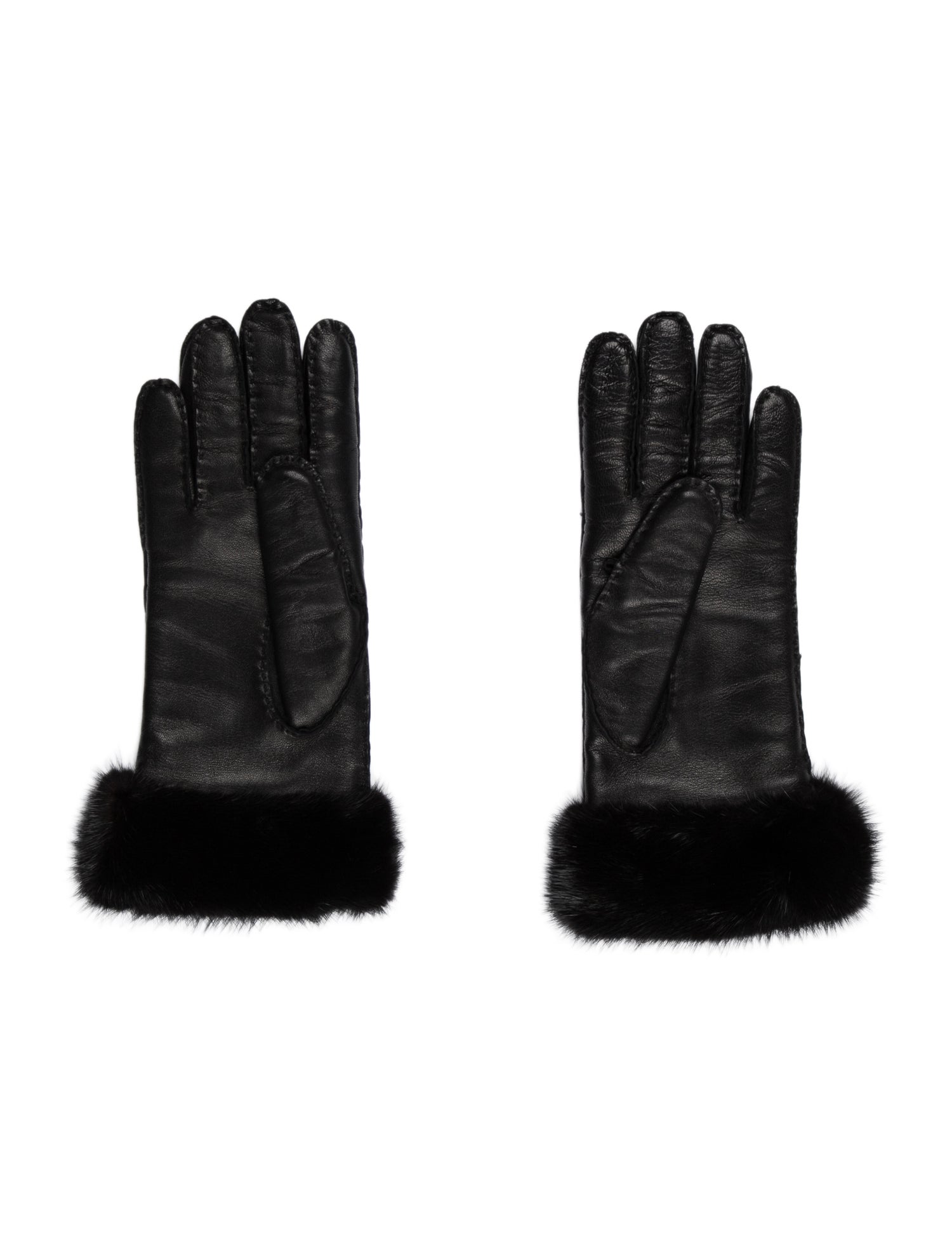 Prada Leather Fur Gloves w/Tags