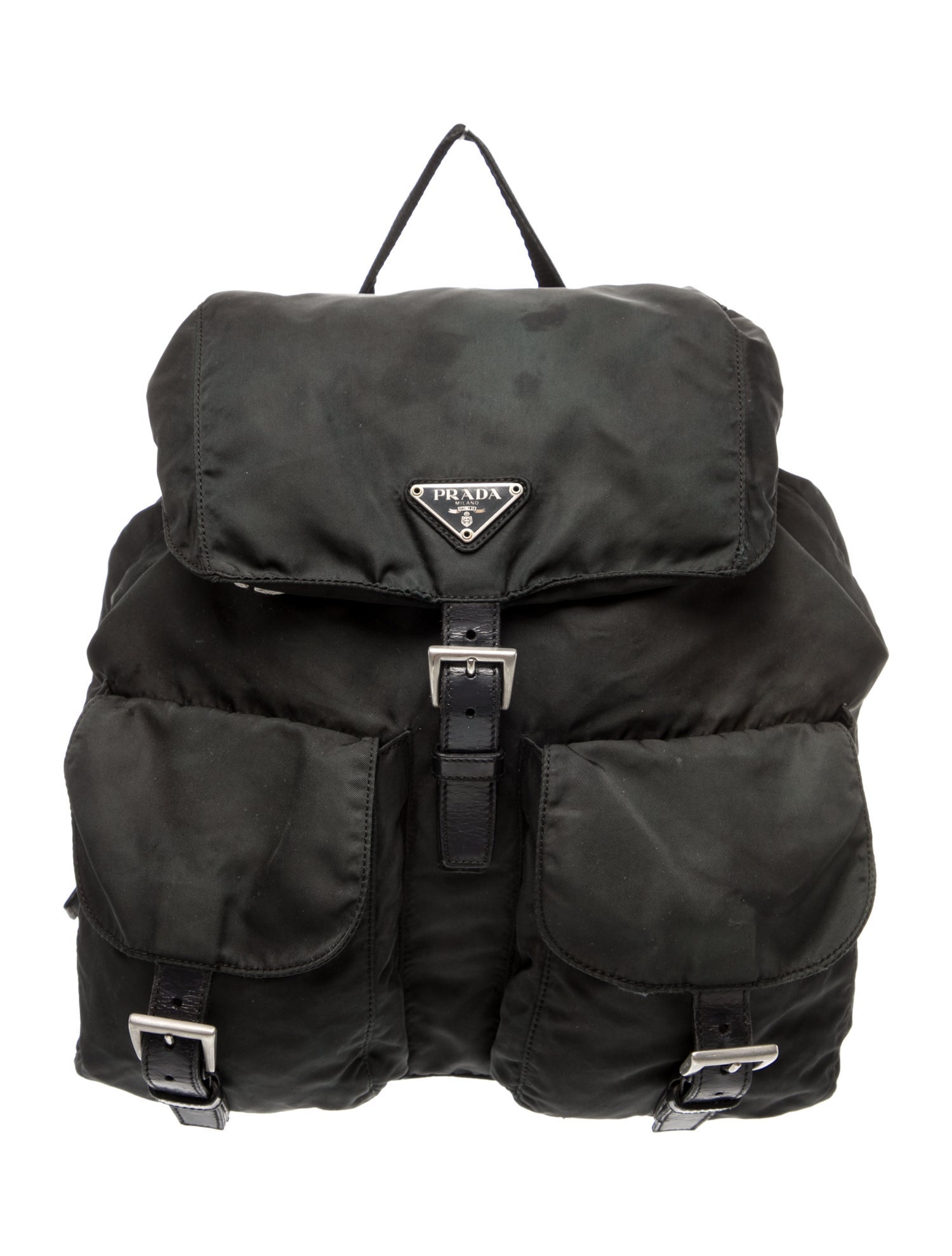 Prada Enameled Metal Triangle Backpack