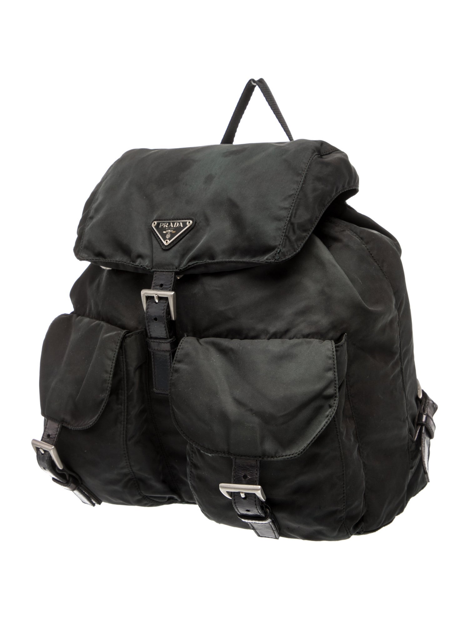 Prada Enameled Metal Triangle Backpack