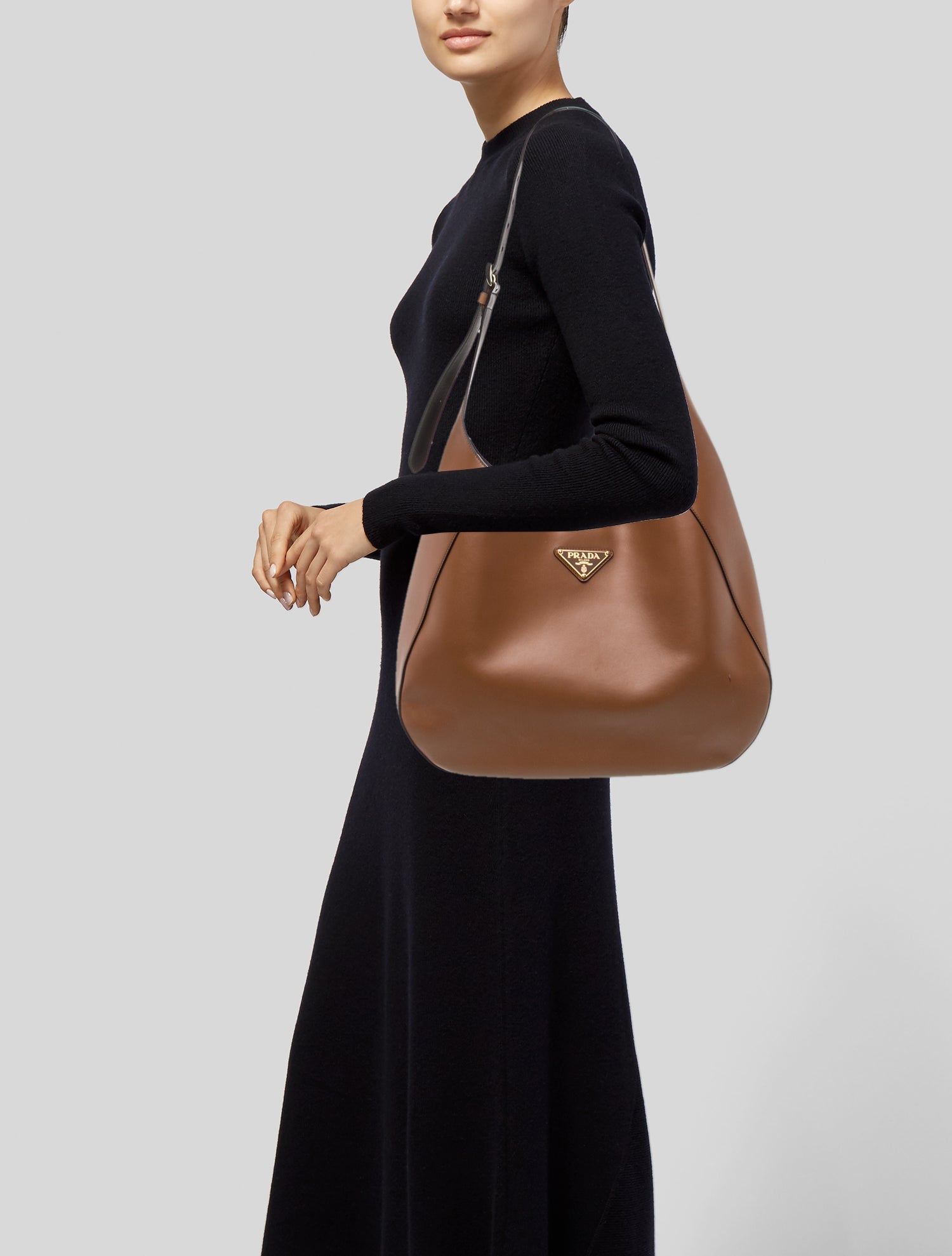 Prada Enameled Metal Triangle Shoulder Bag