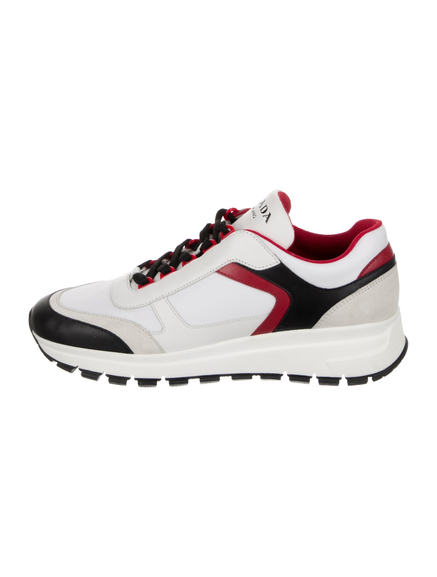 Prada Leather Colorblock Pattern Sneakers