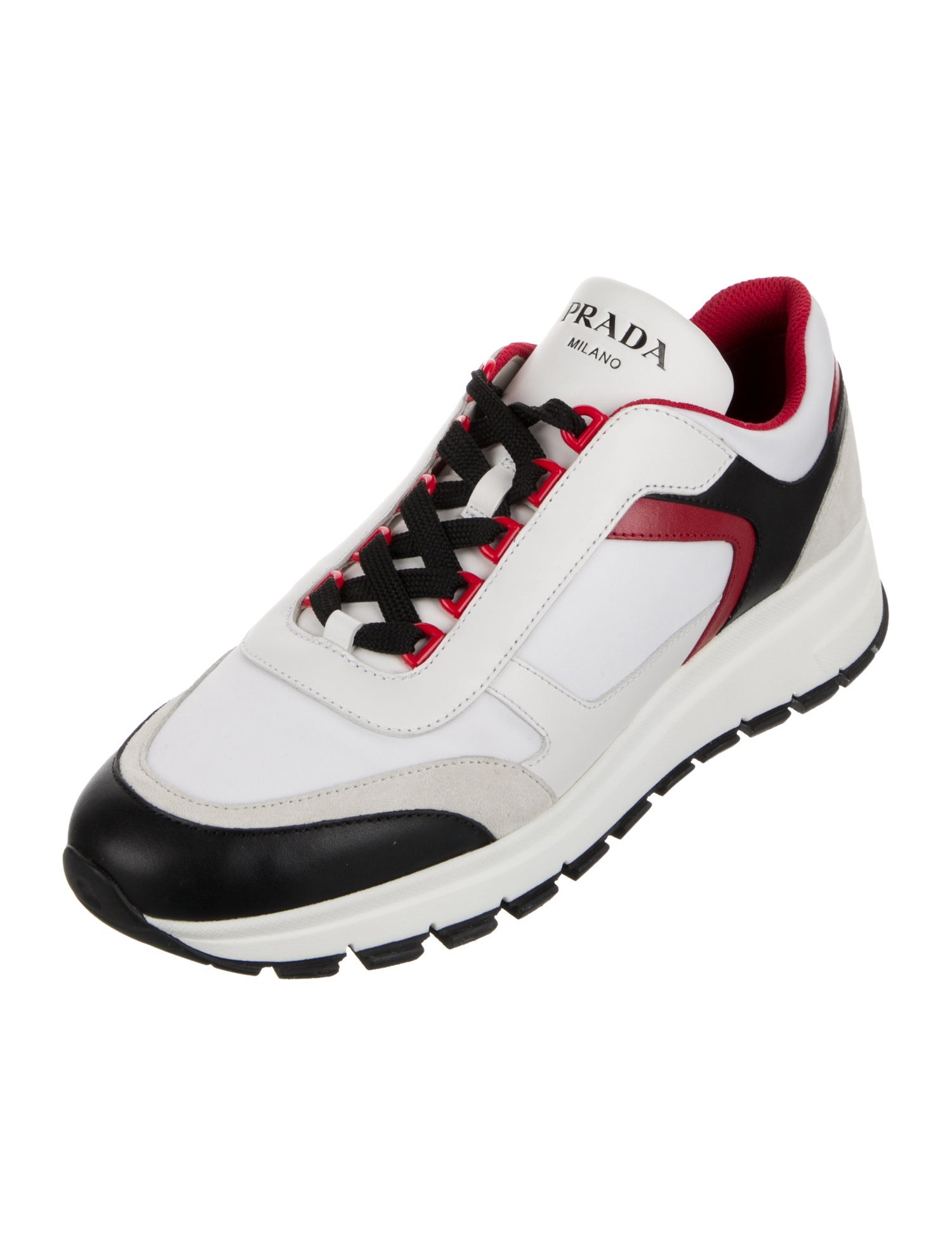 Prada Leather Colorblock Pattern Sneakers
