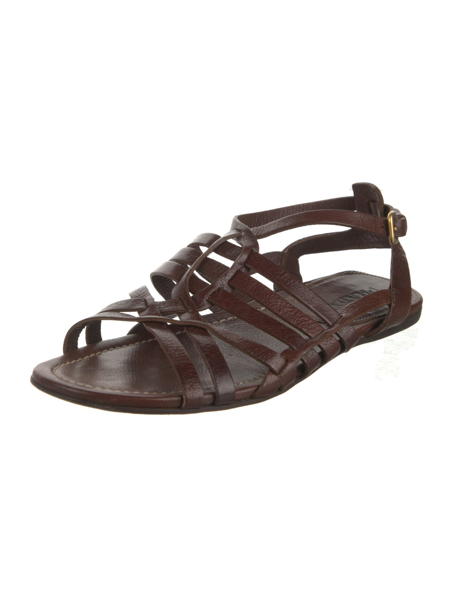 Prada Leather Cutout Accent Gladiator Sandals