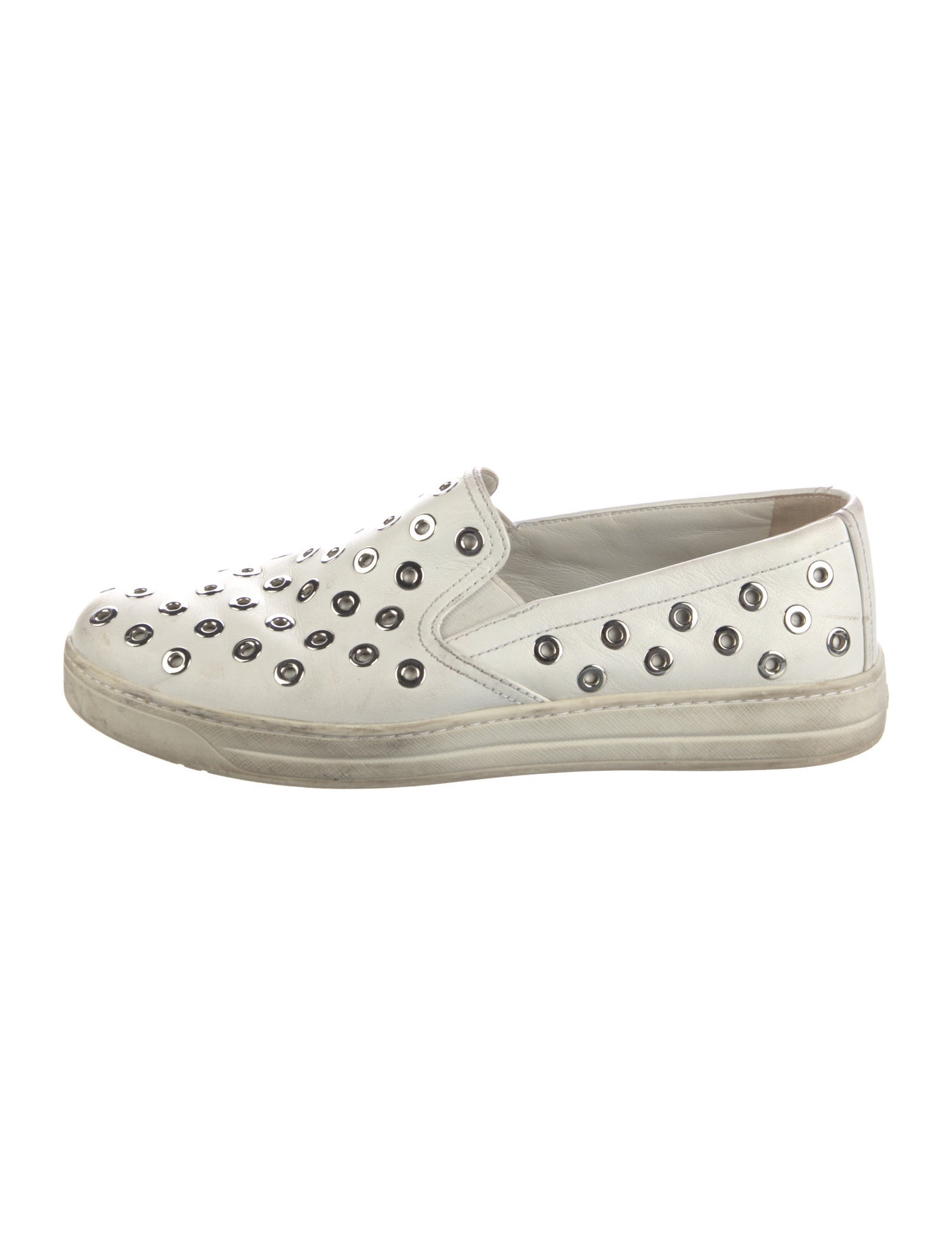 Prada Sport Leather Studded Accents Sneakers