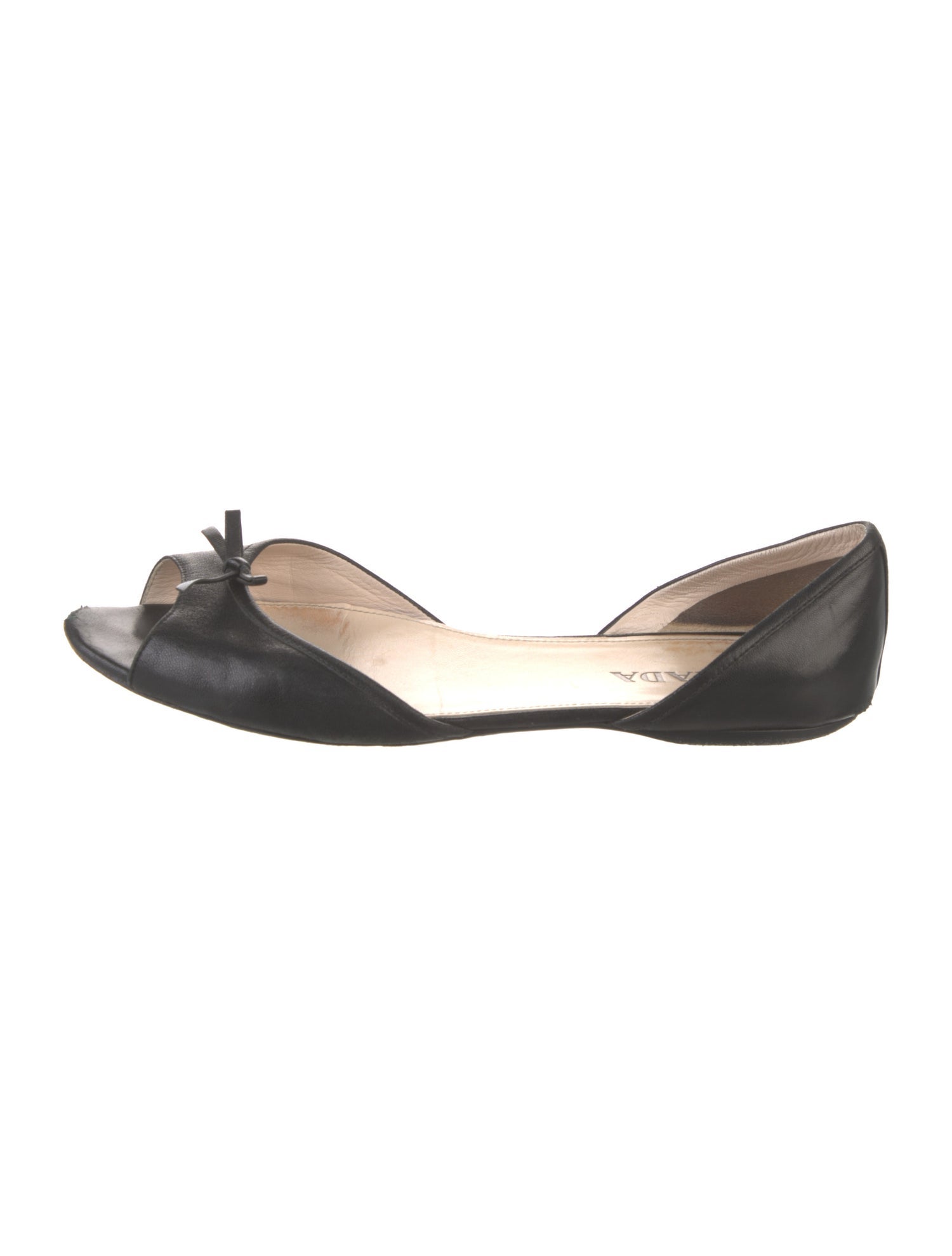 Prada Leather Bow Accents D'Orsay Flats