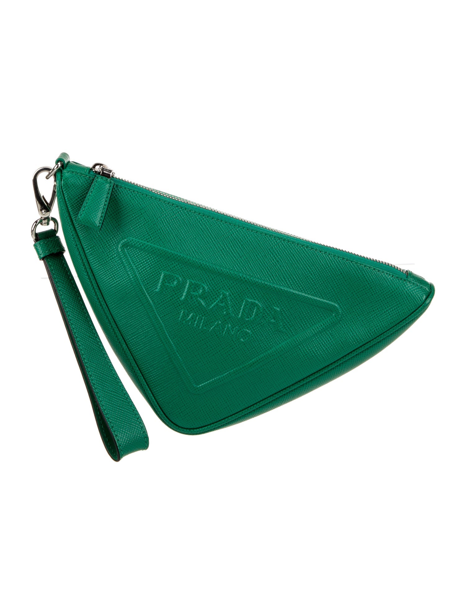 Prada Enameled Metal Triangle Triangle