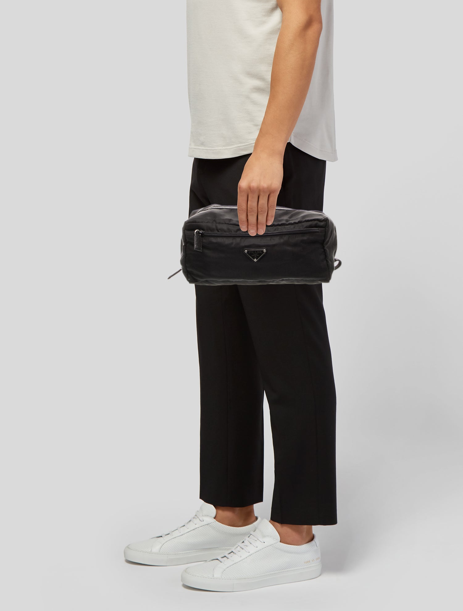 Prada Enameled Metal Triangle Pouch