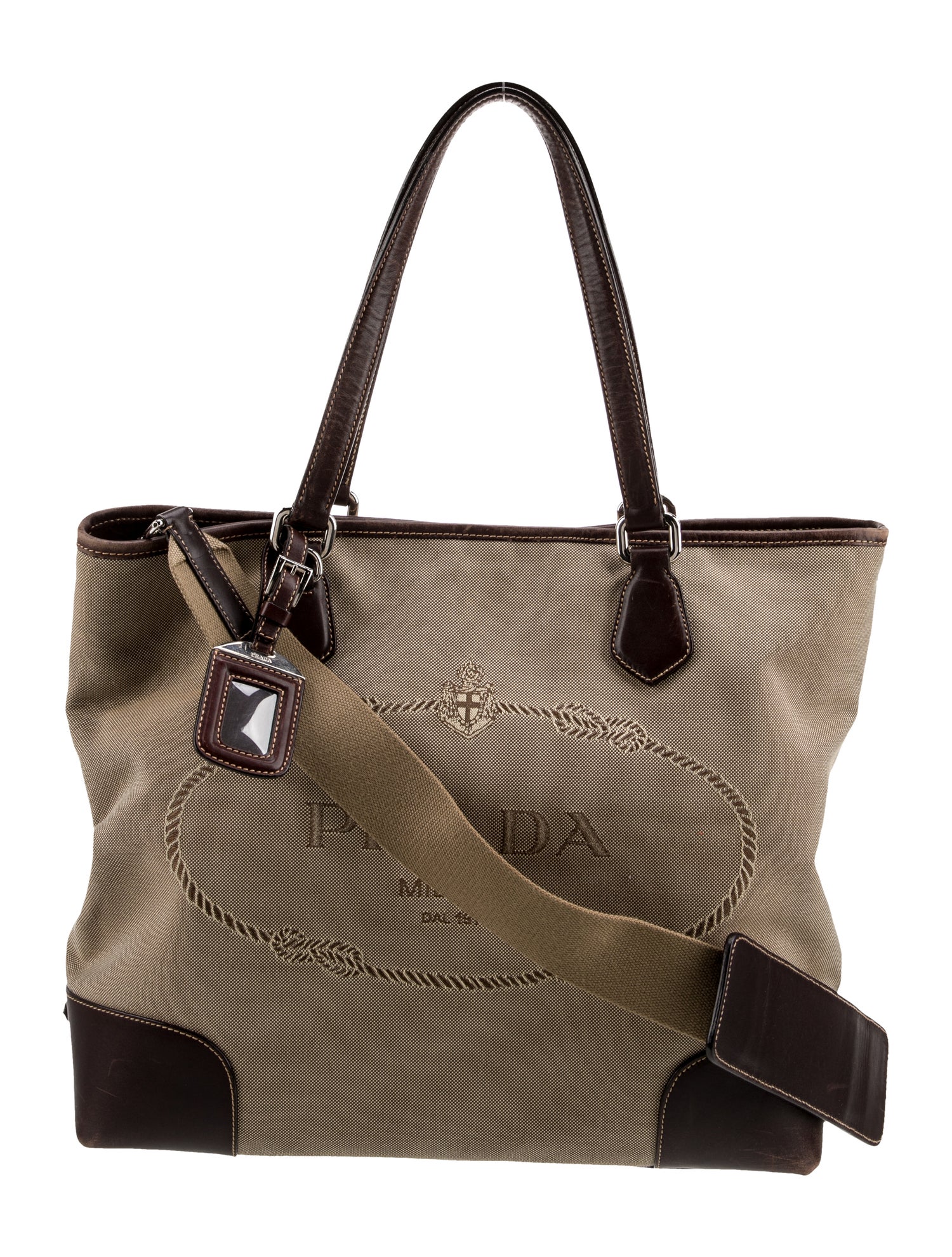 Prada Enameled Metal Triangle Tote